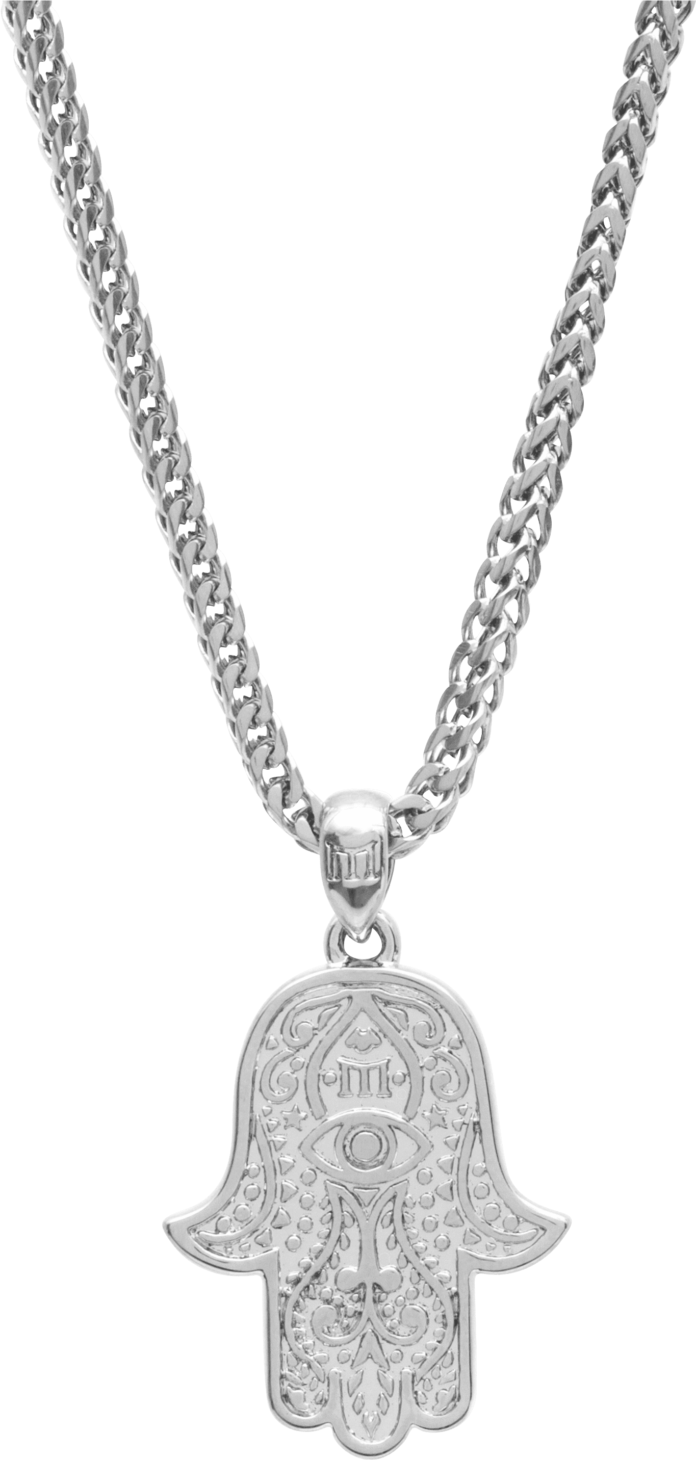 Silver Hamsa Hand Chain Necklace