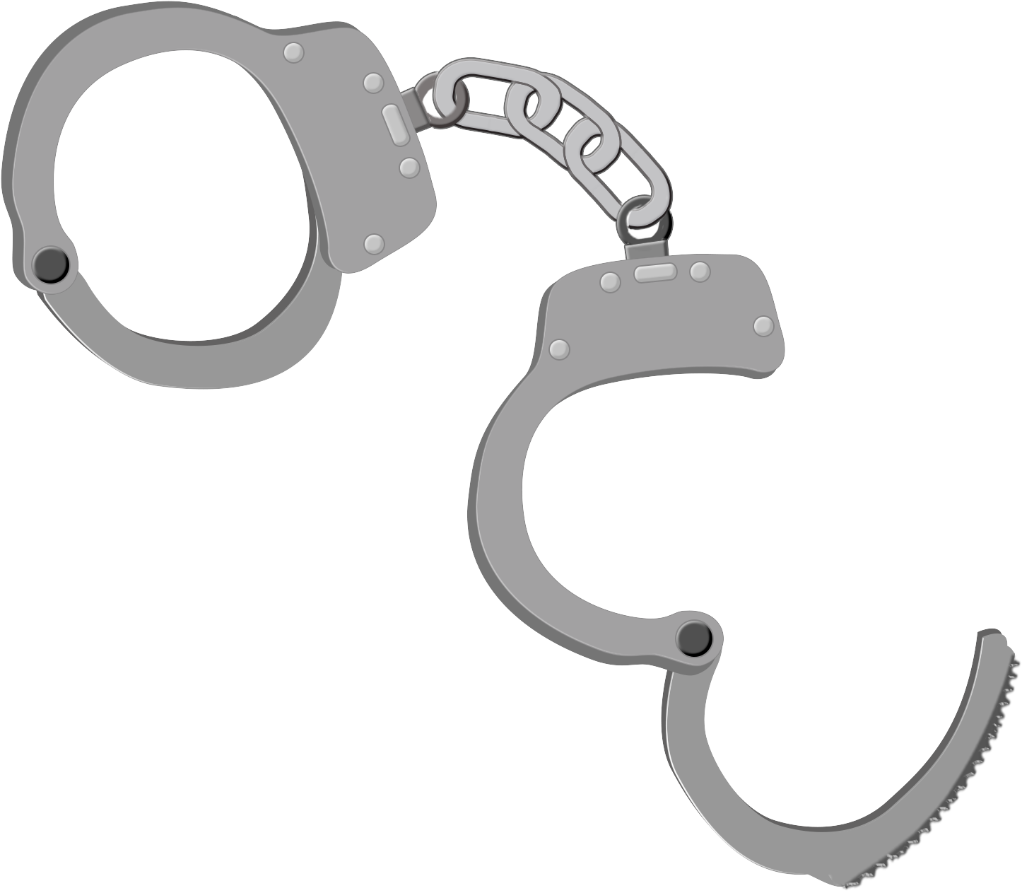 Silver Handcuffs Isolated Background