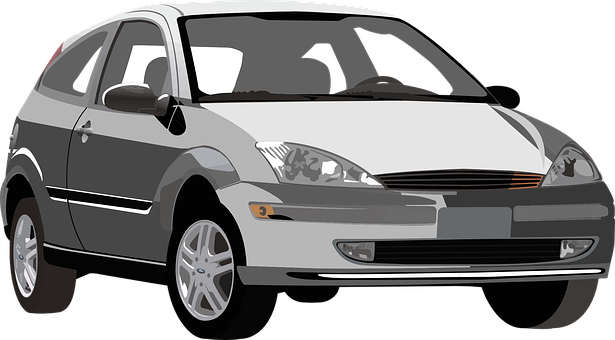 Silver Hatchback Car Illustration