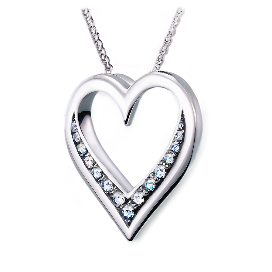 Silver Heart With Diamonds Png Keq