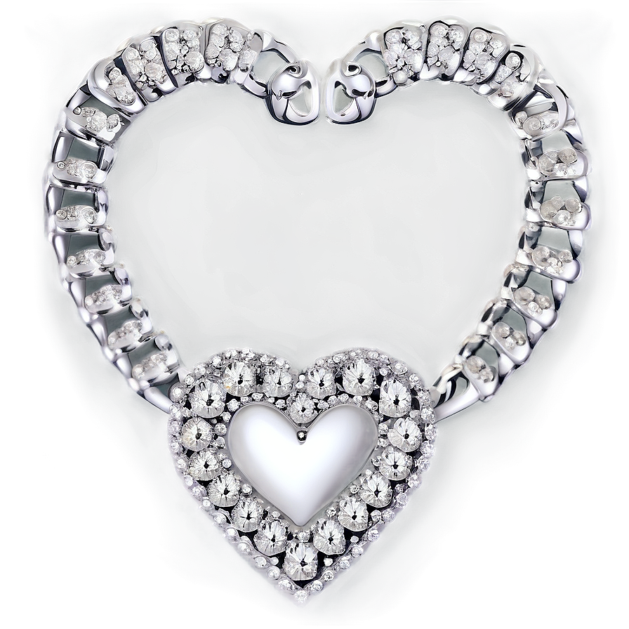 Silver Heart With Diamonds Png Wgp79