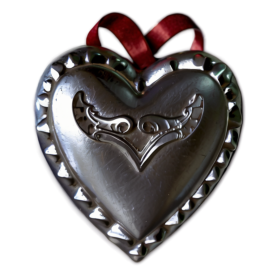 Silver Heart With Ribbon Png 06282024