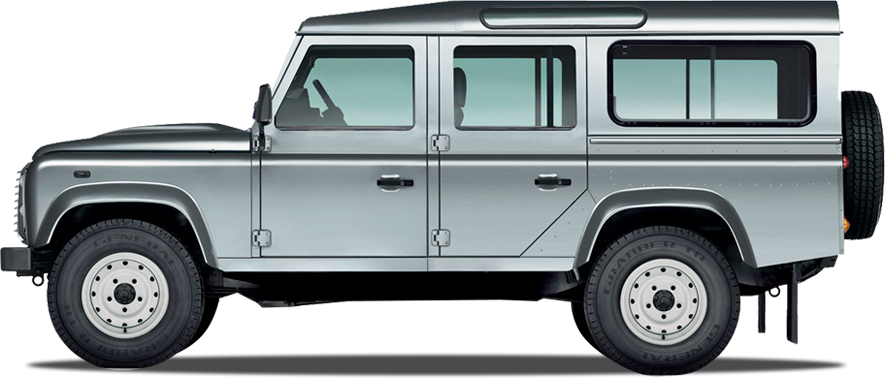 Silver Land Rover Defender Side View