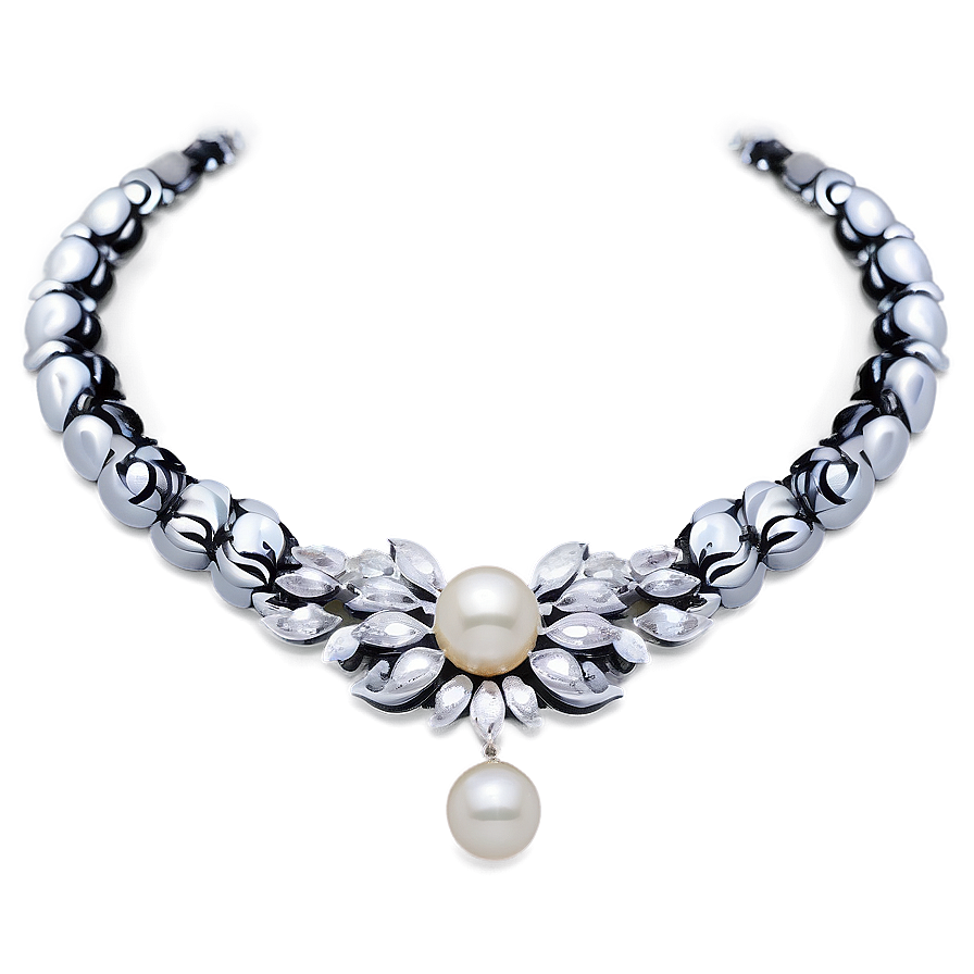 Silver Pearl Necklace Png Iof17