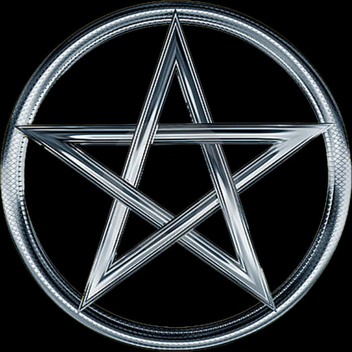 Silver Pentagram Black Background