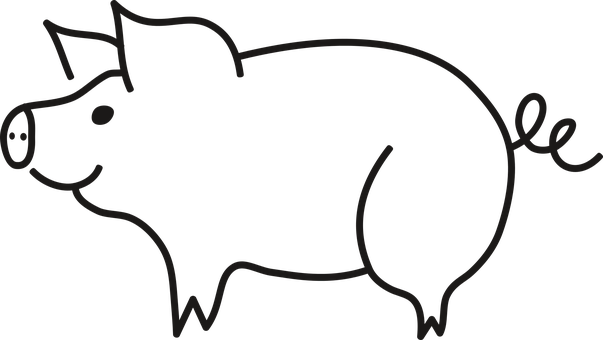 Simple Line Art Pig