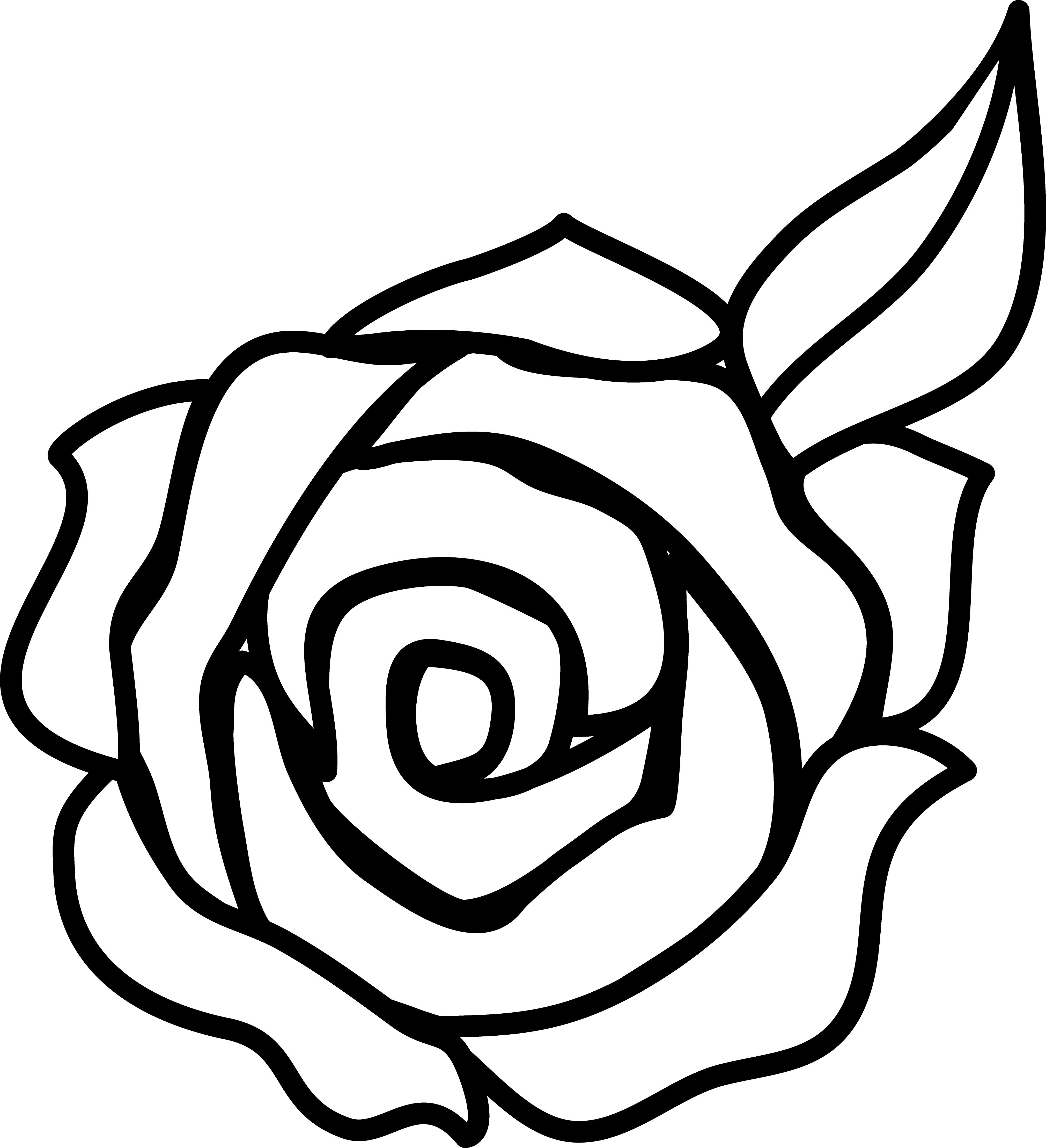 Simple Line Art Rose Drawing