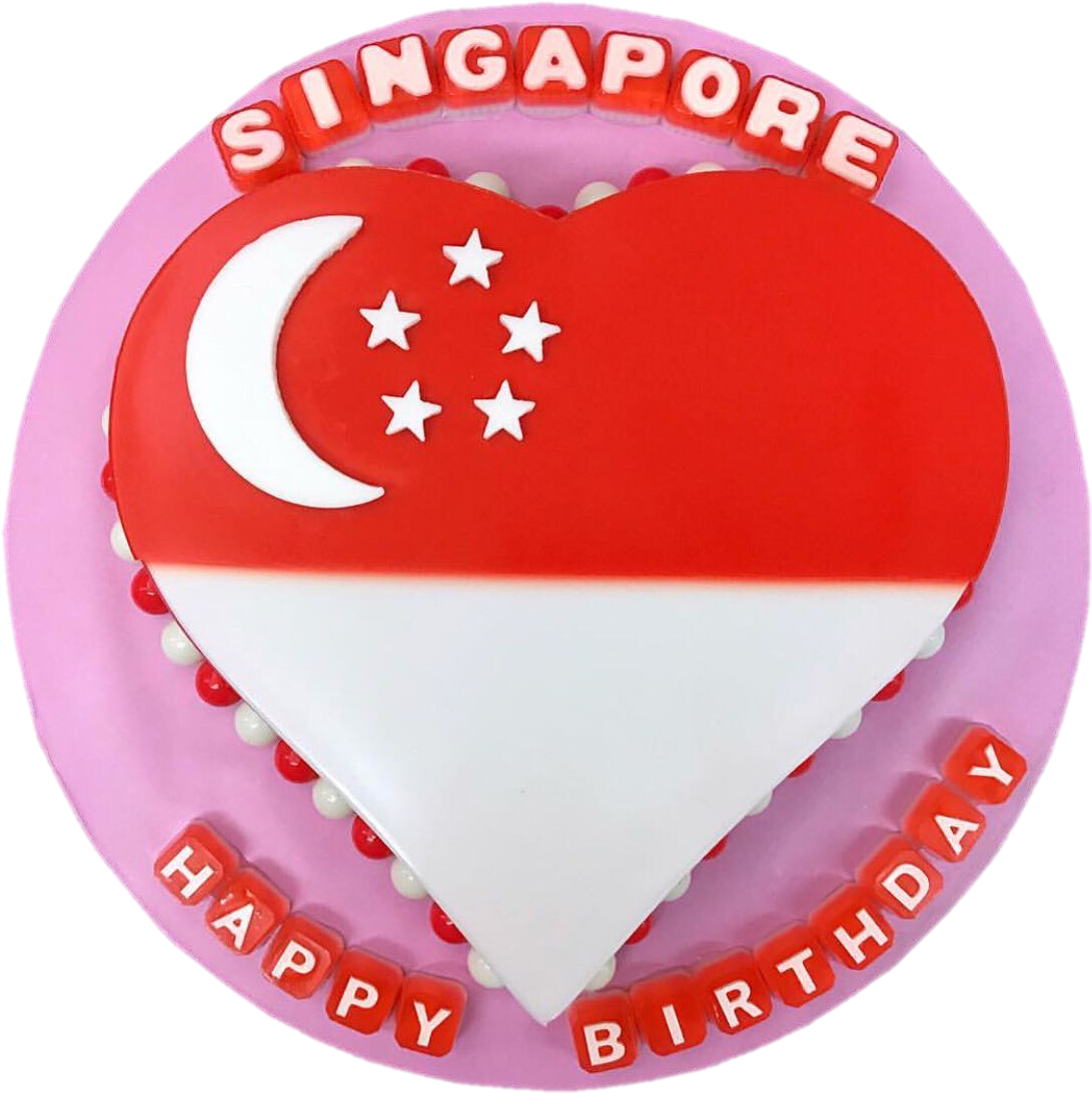 Singapore Heart Flag Birthday Cake