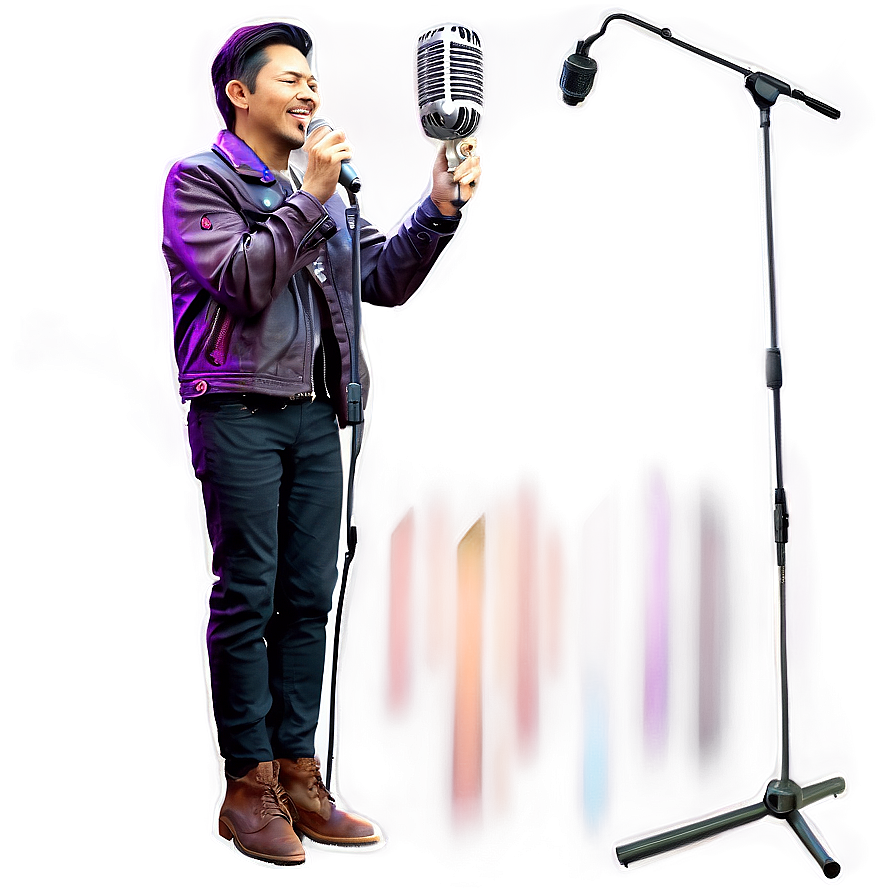 Singing With Microphone Stand Png Bki