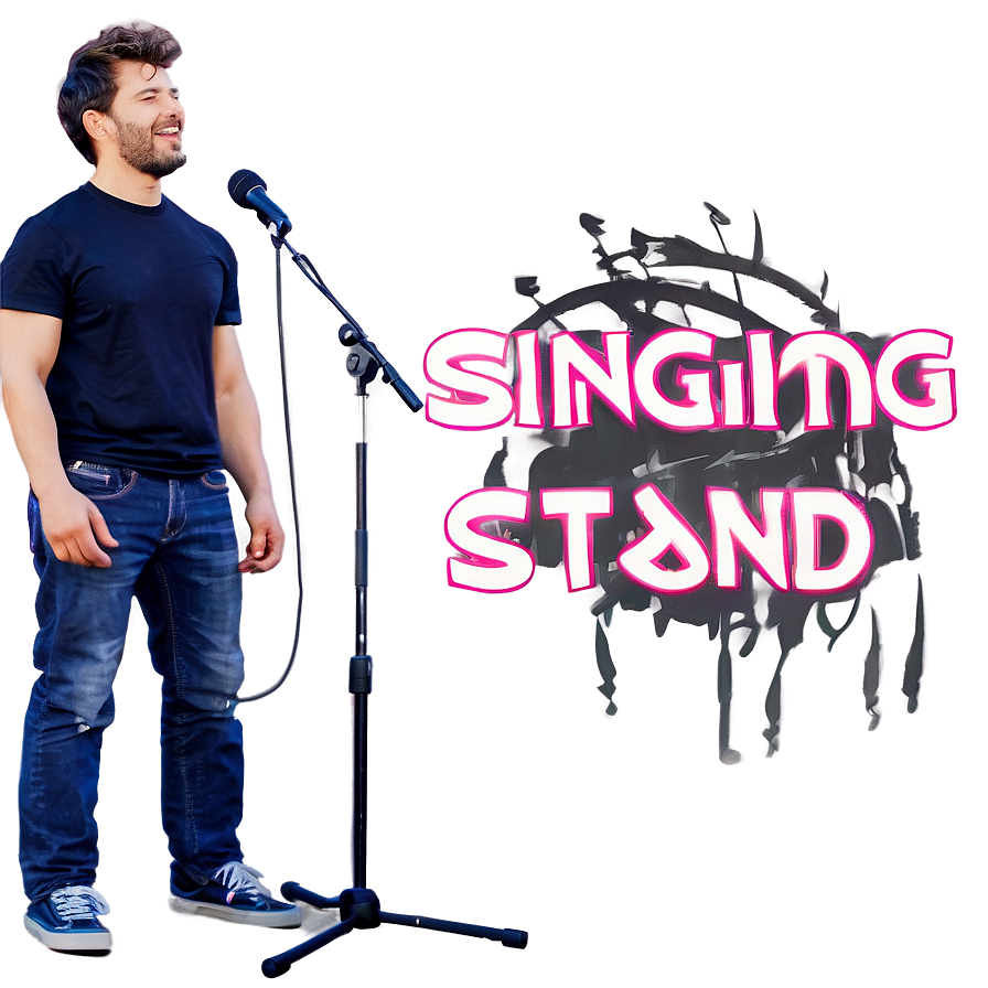 Singing With Microphone Stand Png Kyv44