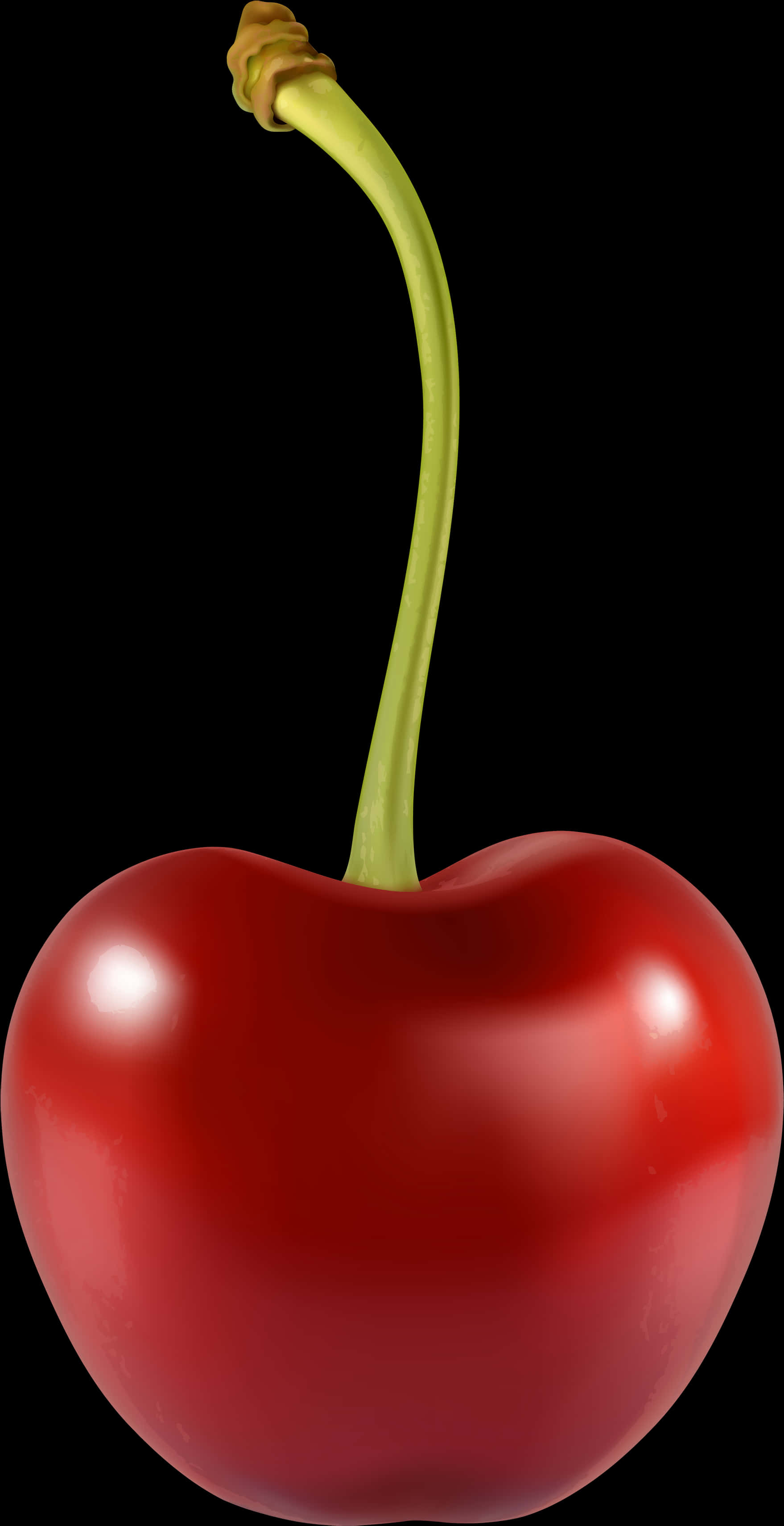 Single Red Cherry Black Background