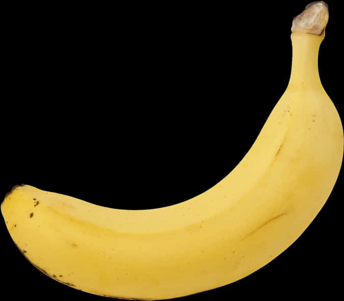 Single Ripe Banana Black Background