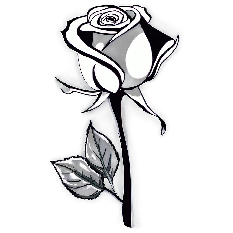 Single Rose Black And White Png 06132024