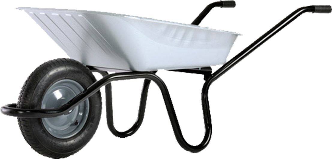 Single Wheel White Wheelbarrow