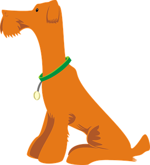 Sitting Orange Dog Cartoon