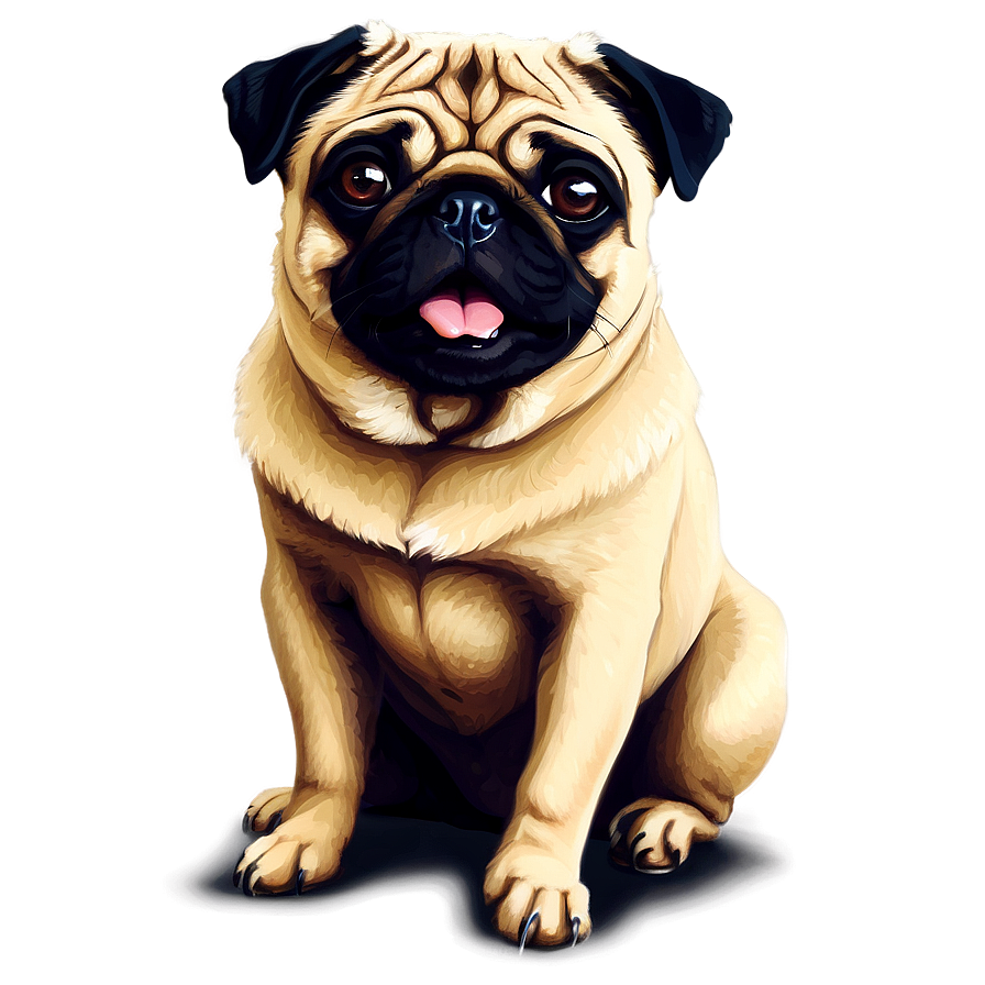 Sitting Pug Illustration Png 05232024