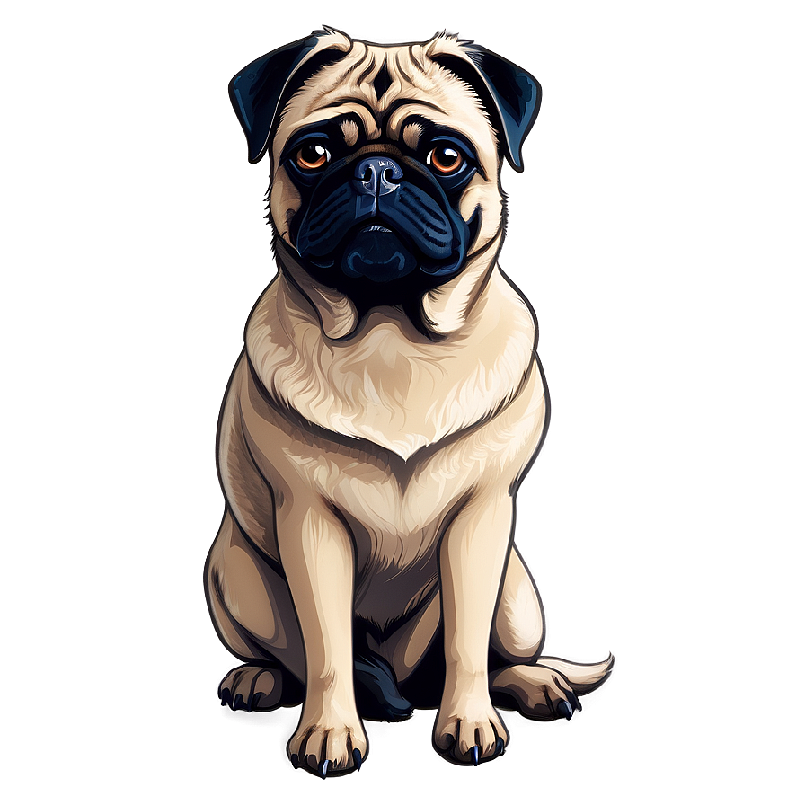 Sitting Pug Illustration Png Wvn