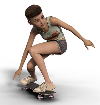 Skateboarding Girl3 D Render