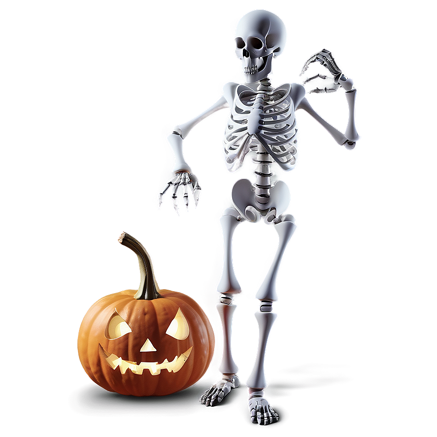 Skeleton Dancing Beside Pumpkin Png Wif61