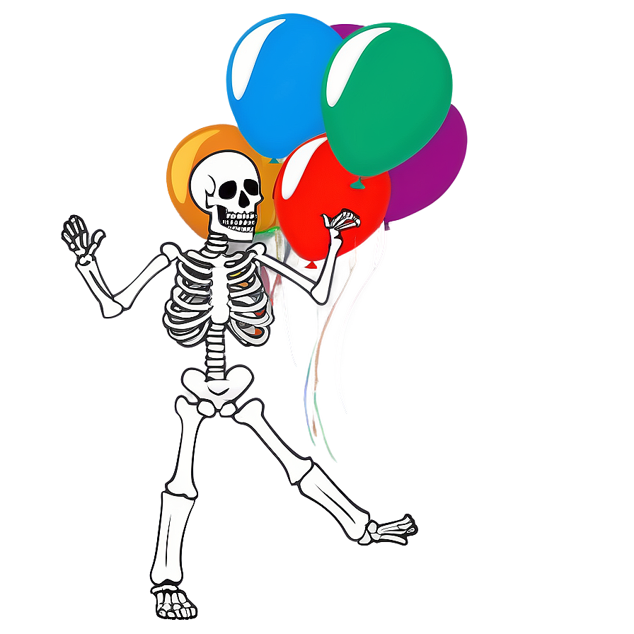 Skeleton Dancing With Balloons Png 06282024