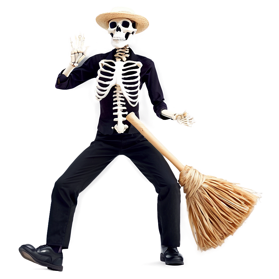 Skeleton Dancing With Broom Png Ijh65