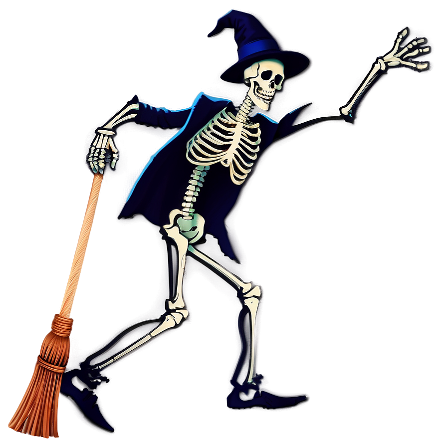 Skeleton Dancing With Broom Png Iji28