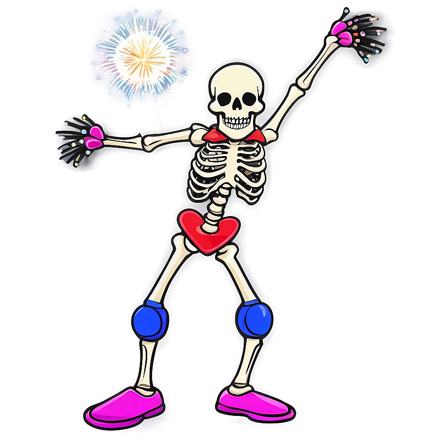 Skeleton Dancing With Fireworks Png 96