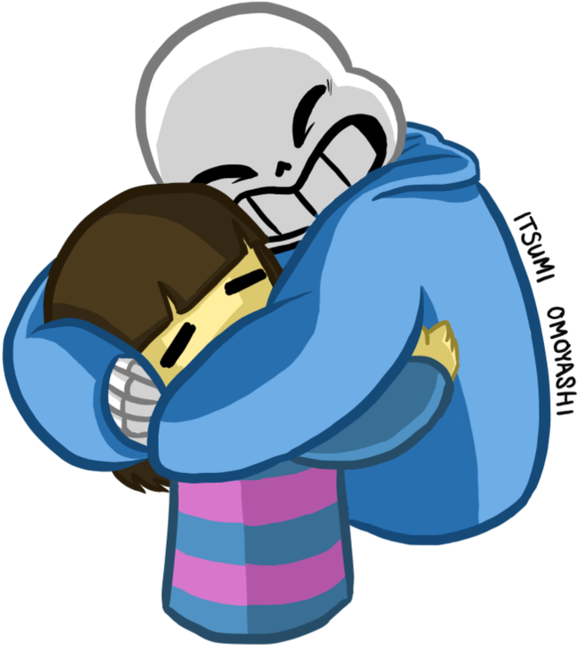 Skeletonand Child Cartoon Hug