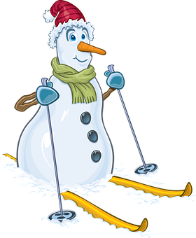 Skiing Snowman Christmas Illustration