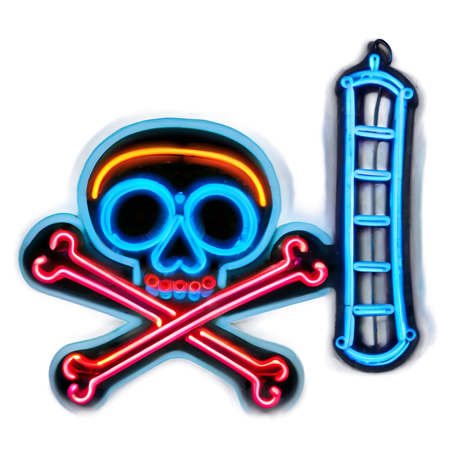 Skull And Crossbones Neon Sign Png Ntw35