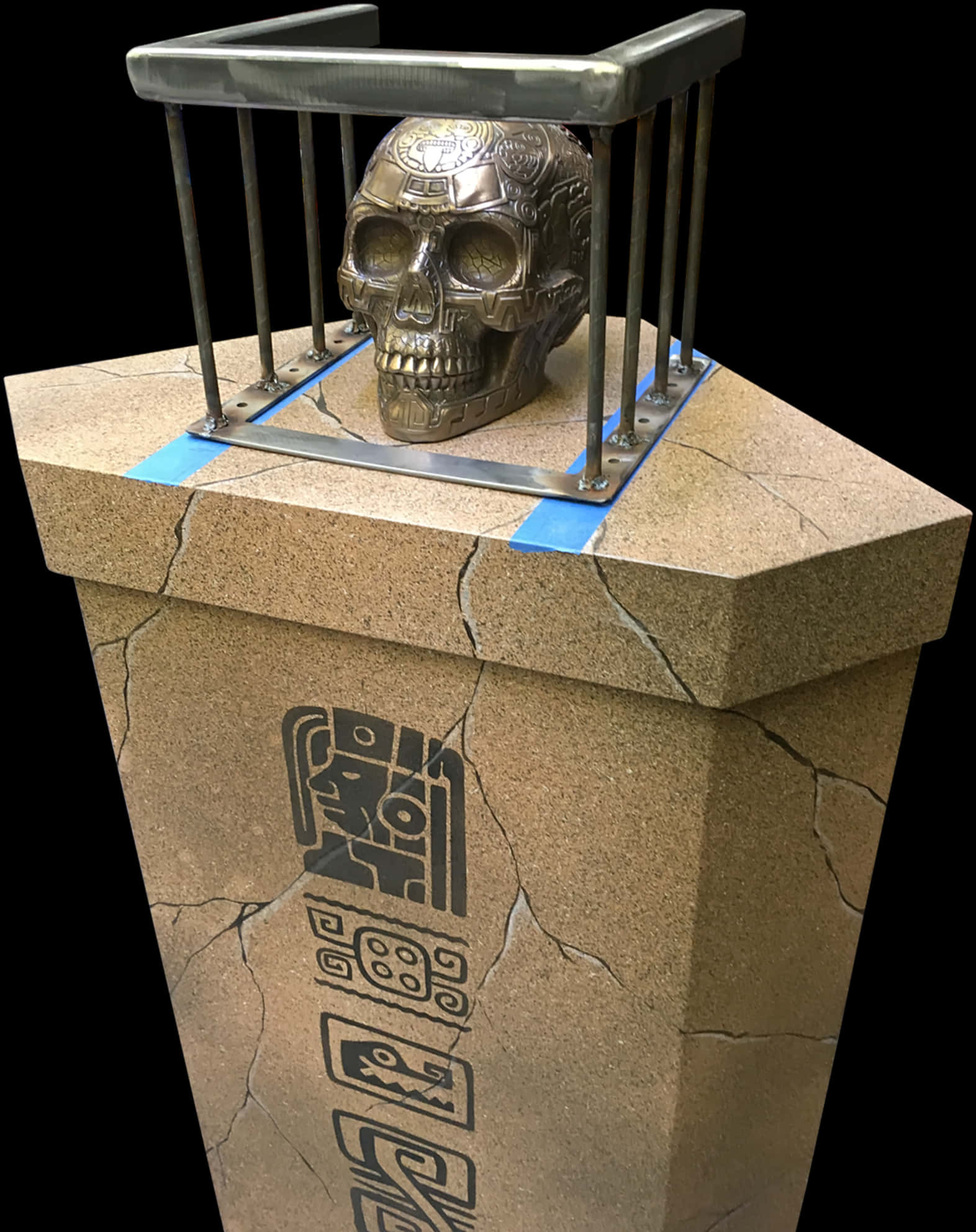 Skull Behind Bars Sculpture