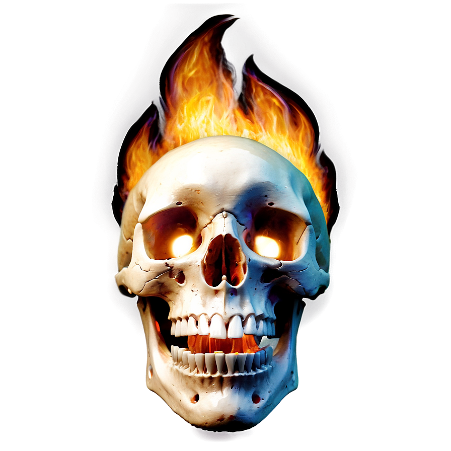 Skull Engulfed In Flames Png Oih