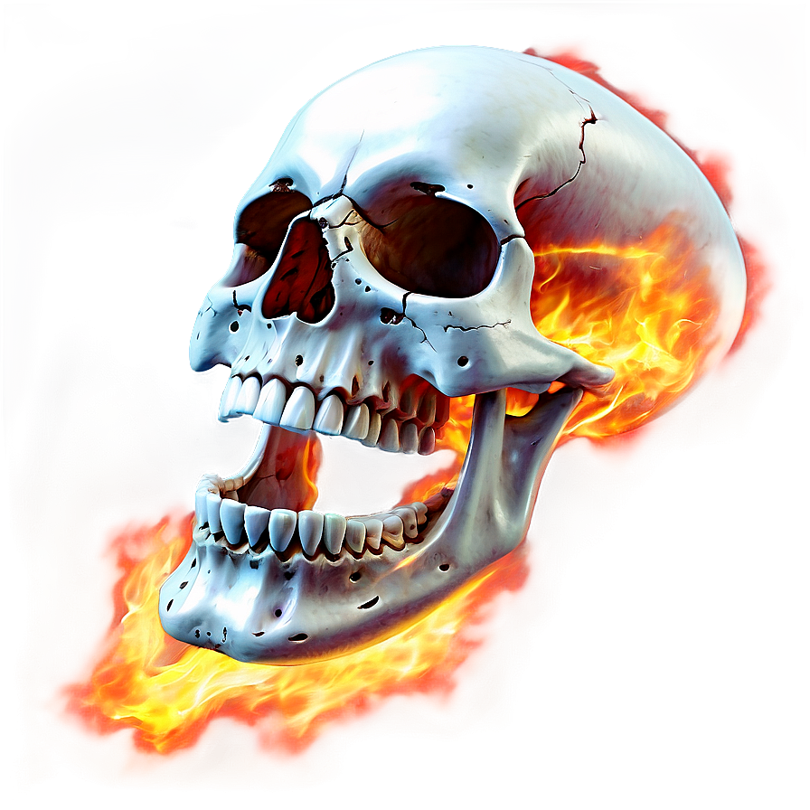 Skull On Fire Drawing Png 96