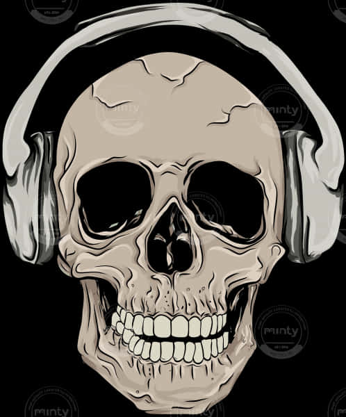 Skull Wearing Headphones Artwork