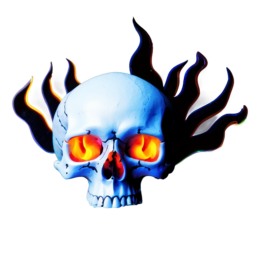 Skull With Flames Background Png 06252024