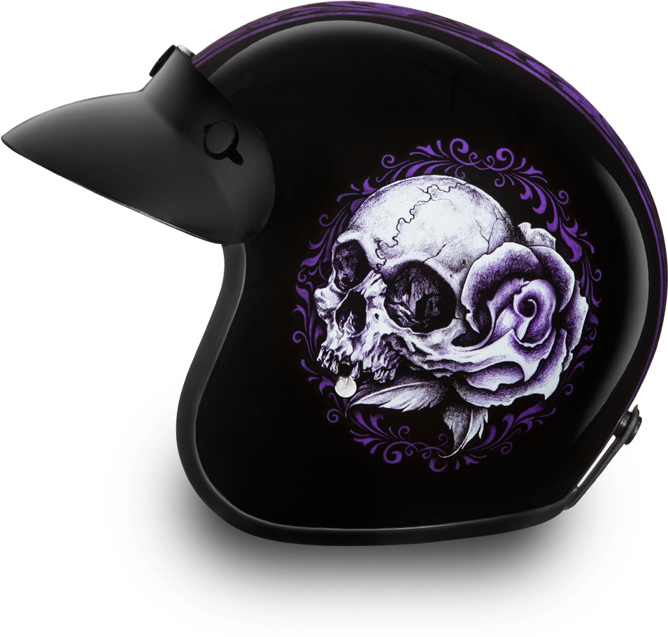 Skulland Rose Design Motorcycle Helmet