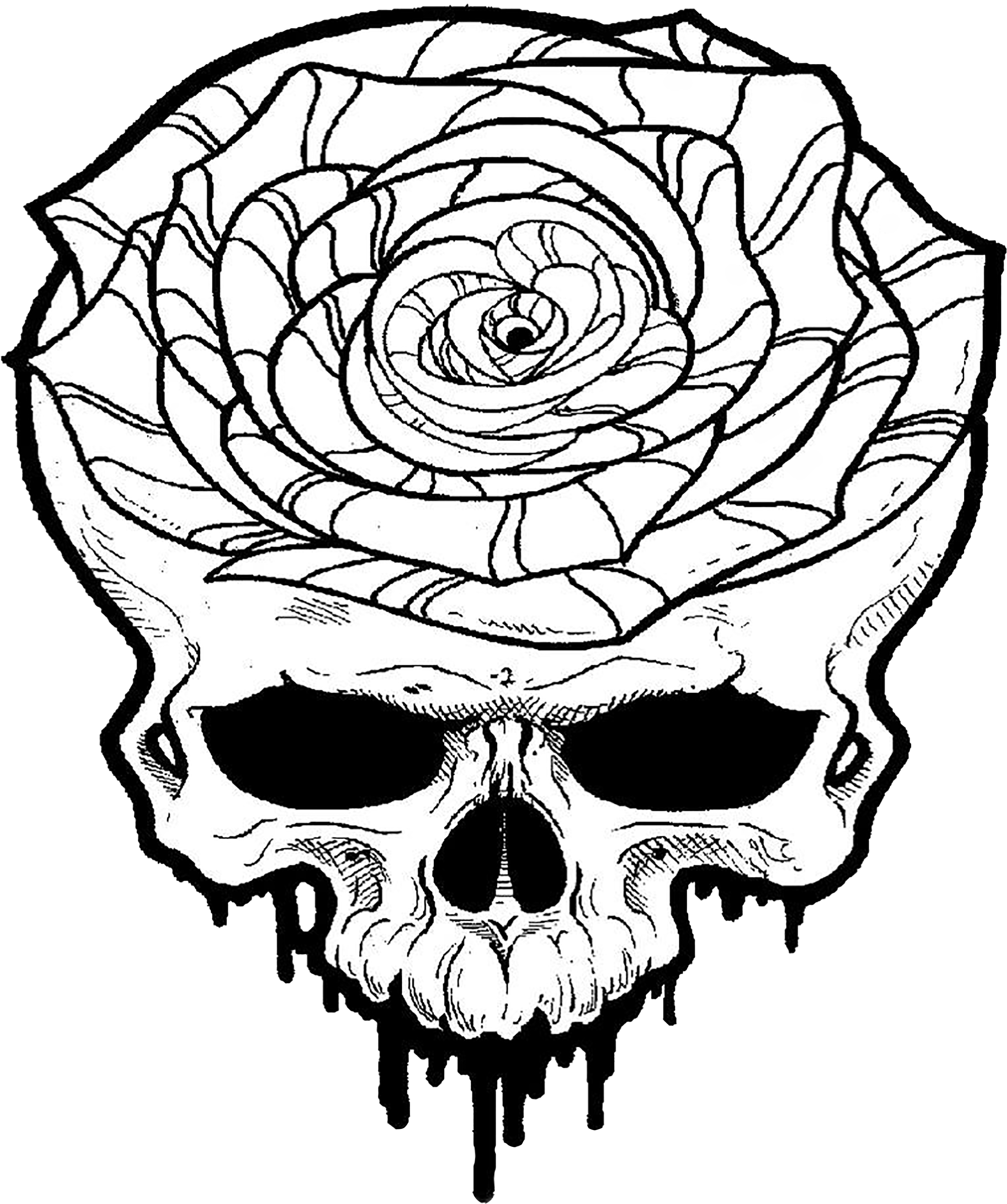 Skullwith Rose Tattoo Design