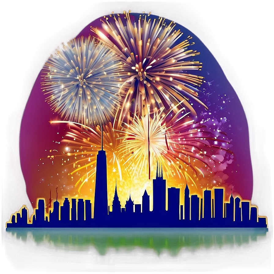 Skyline With Fireworks Png 60