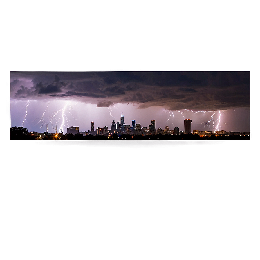 Skyline With Lightning Png Isk