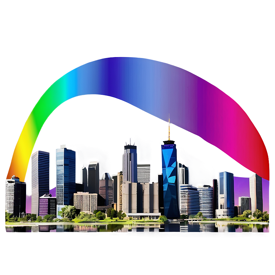 Skyline With Rainbow Png 06202024