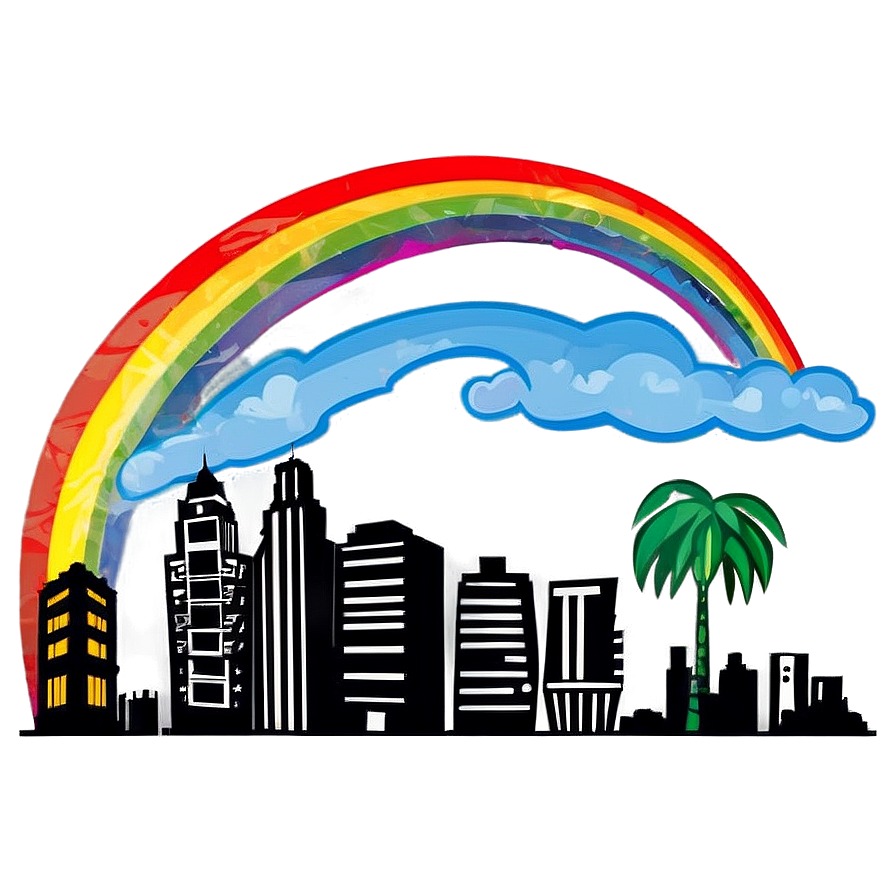 Skyline With Rainbow Png Rvp5