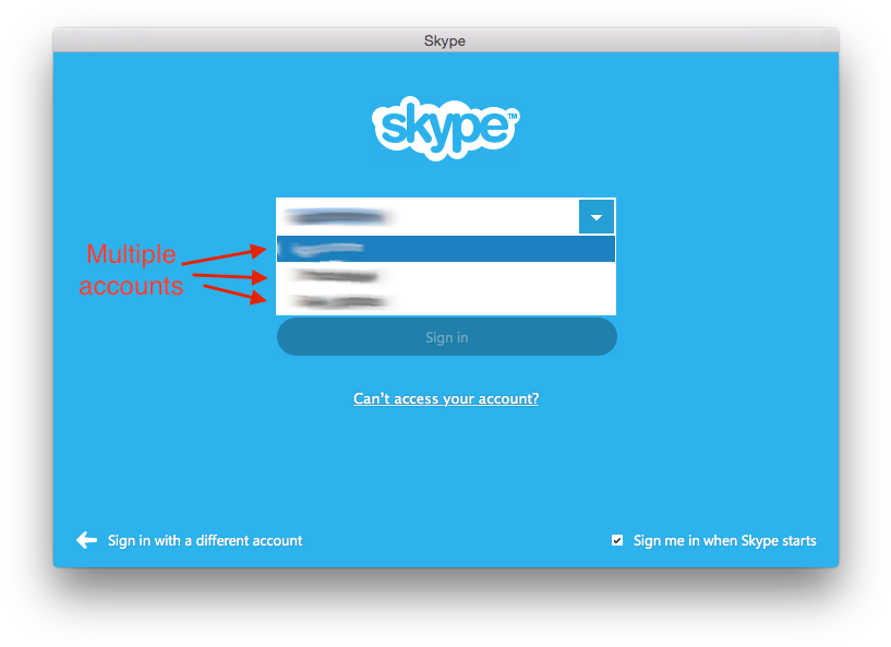 Skype Multiple Accounts Login Screen