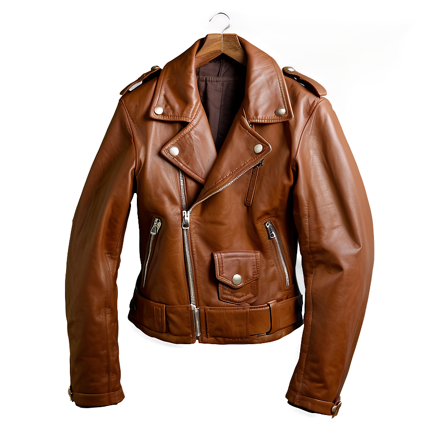 Sleek Brown Leather Jacket Png 06202024