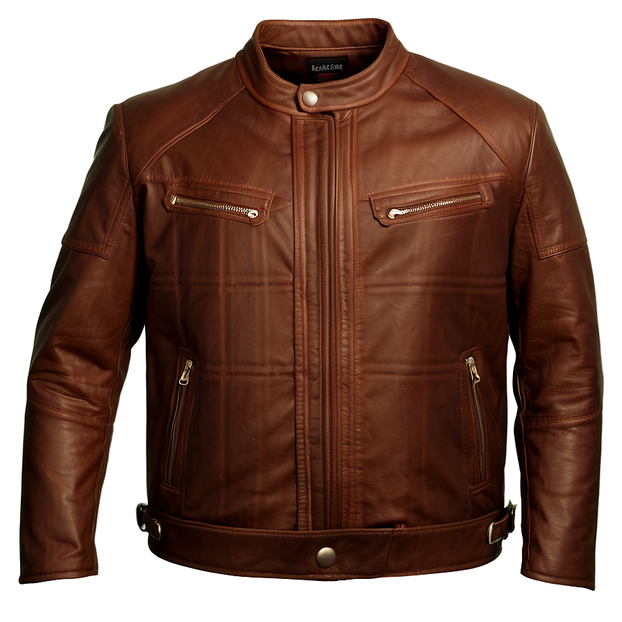 Sleek Brown Leather Jacket Png Xhr