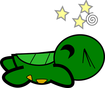 Sleeping Cartoon Turtle Under Stars