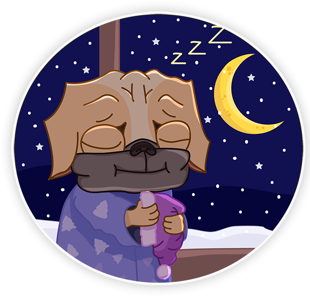 Sleeping Dog Cartoon Nighttime