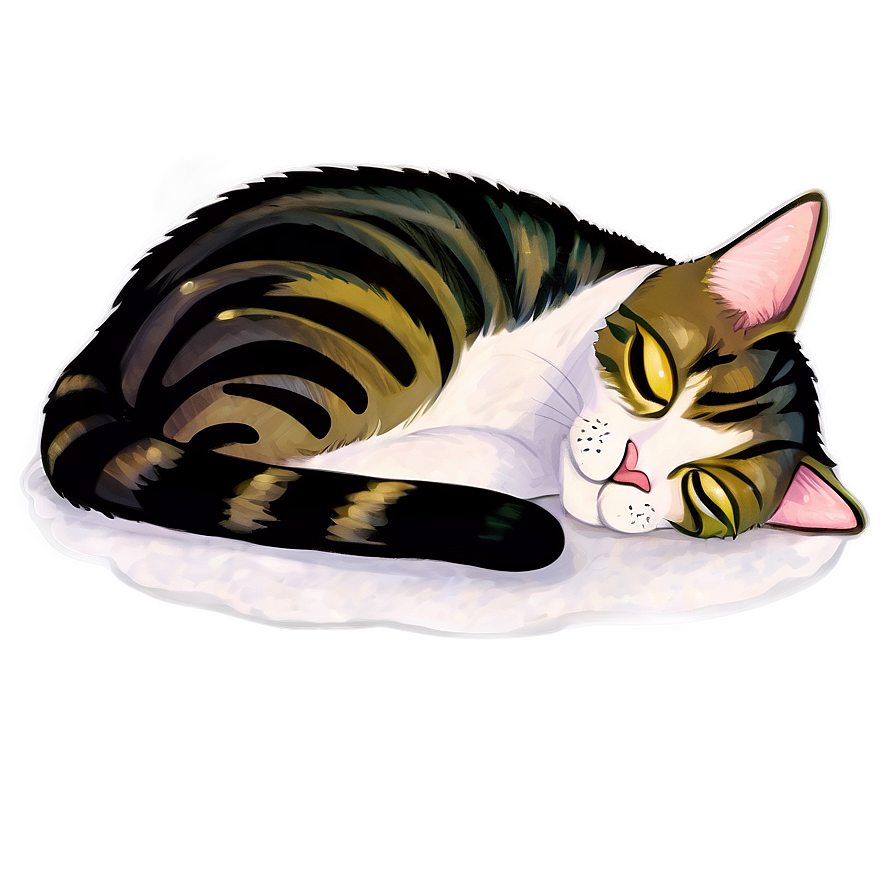 Sleepy Cat Cartoon Png Jev9