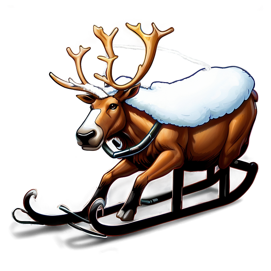 Sleigh Pulled By Caribou Png 15