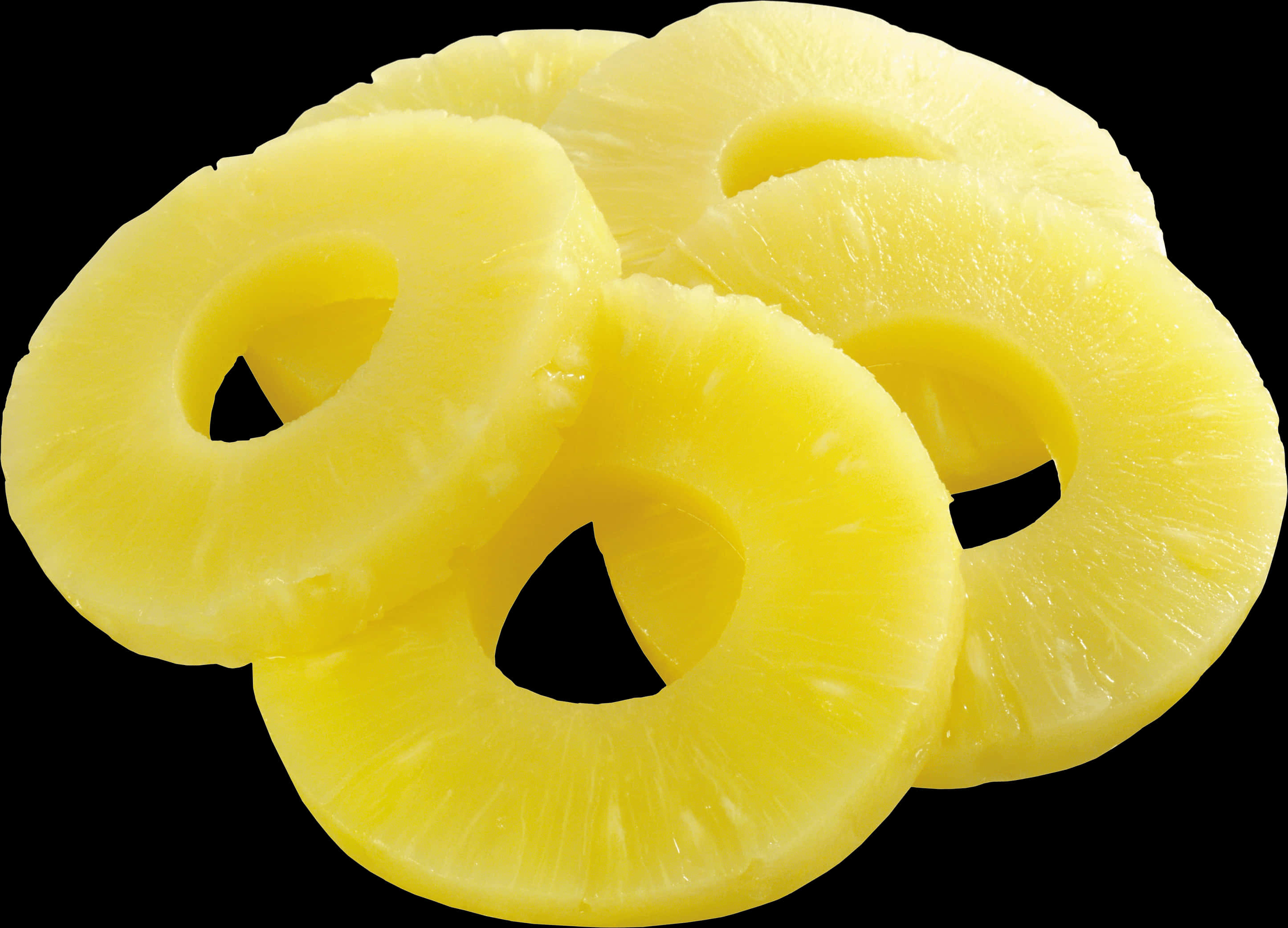 Sliced Pineapple Rings Black Background