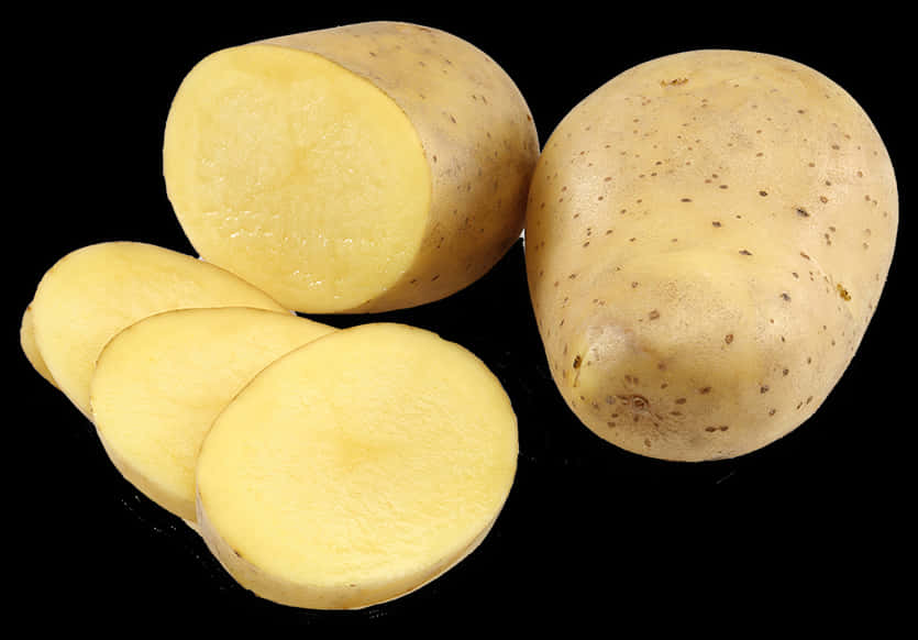 Sliced Potatoon Black Background